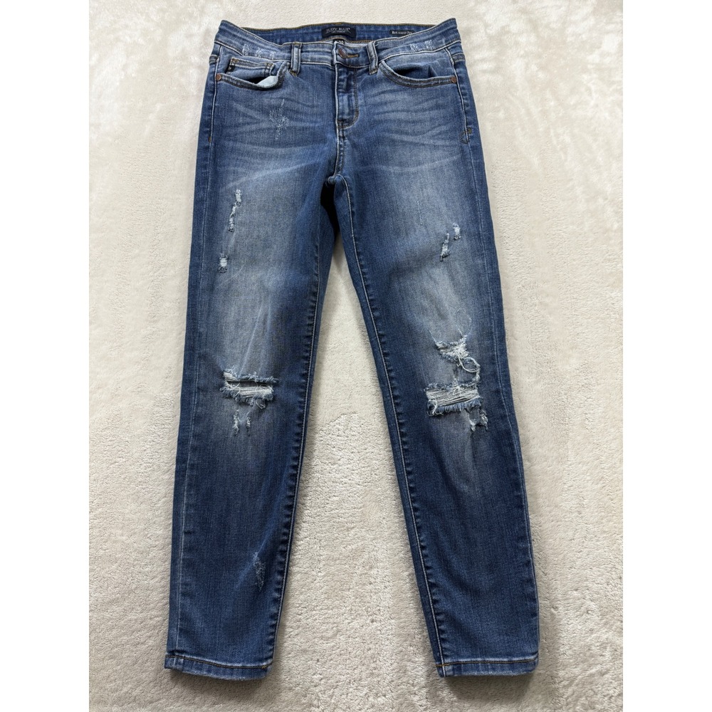 Judy Blue Womens Relaxed Fit Distressed Blue Jeans 9/29 Meas: 29x26